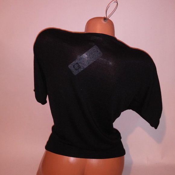 Annabelle Sweater Womens Solid Black Dolman Sleeve Scoop Neck Lightweight Button - Picture 8 of 8